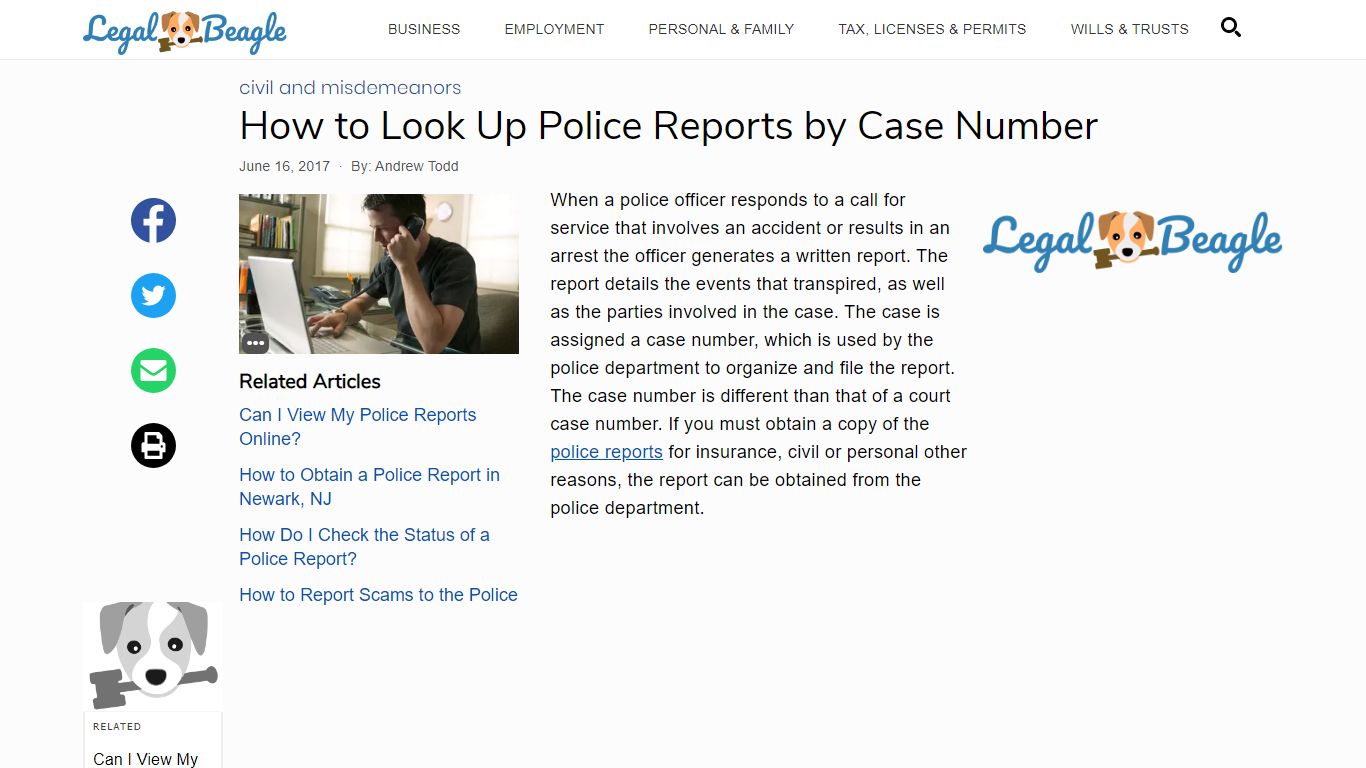 How to Look Up Police Reports by Case Number | Legal Beagle